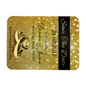 エレガントグリッターの結婚リングや輪日付マグネットを保存 マグネット (横)