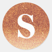 エレガントグリッターオレンジモノグラム封筒用シール ラウンドシール (正面)