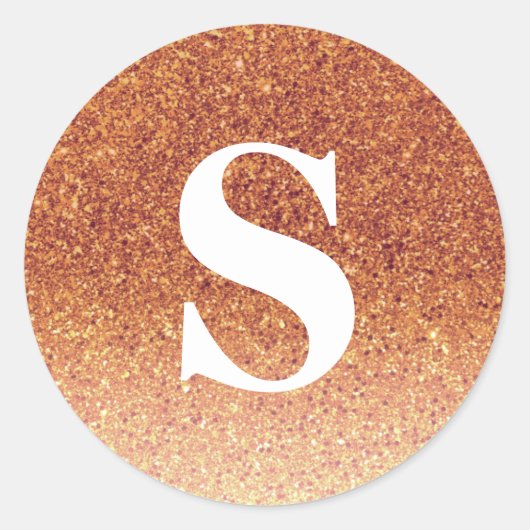 エレガントグリッターオレンジモノグラム封筒用シール ラウンドシール (正面)