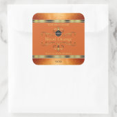 エレガントグリッターオレンジ色の金ゴールド製品ラベル追加ロゴ スクエアシール (バッグ)