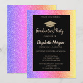 エレガントグリッターグラッドキャップカラフルグリッター 招待状 (正面/裏面)