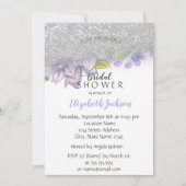 エレガントグリッターグラデーション、花ブライダルシャワー 招待状 (正面)