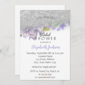 エレガントグリッターグラデーション、花ブライダルシャワー 招待状 (正面/裏面)