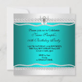 エレガントグリッターグラマーティール(緑がかった色)ハイヒール誕生日 招待状 (裏面)