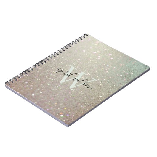 エレガントグリッターグリーンピンクアクアシャイニーきらめくプラン ノートブック (左側)