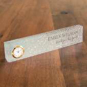 エレガントグリッターグリーンピンクアクアシャイニーきらめく デスクネームプレート (側面)