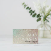 エレガントグリッターグリーンピンクアクアシャイニーきらめく 名刺 (スタンド正面)