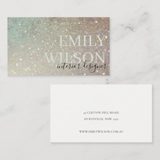 エレガントグリッターグリーンピンクアクアシャイニーきらめく 名刺 (正面/裏面)