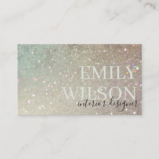エレガントグリッターグリーンピンクアクアシャイニーきらめく 名刺 (正面)