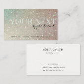 エレガントグリッターグリーンピンクアクアシャイニーアポイントメント 名刺 (正面/裏面)