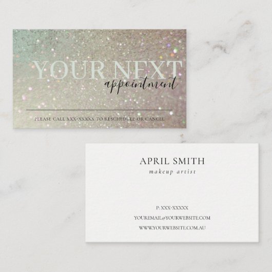 エレガントグリッターグリーンピンクアクアシャイニーアポイントメント 名刺 (正面/裏面)