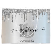 エレガントグリッターシルバードリップ18誕生日 ラージペーパーバッグ (裏面)