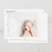 エレガントグリッタースクリプトクリスマスホリデー写真 ポストカード (正面/裏面)