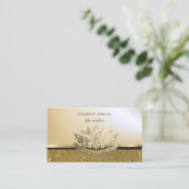 エレガントグリッタースタイリッシュロータス金ゴールドシークイン 名刺 (スタンド正面)