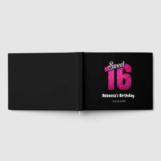 エレガントグリッタースパークルスウィート16誕生日 ゲストブック (全面)