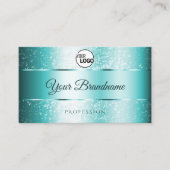 エレガントグリッターティール（緑がかった色）のグラデーションイニシャルとロゴ 名刺 (正面)