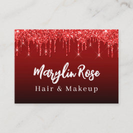 エレガントグリッタードリップシックなカスタマイズ可能な赤 名刺