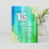 エレガントグリッタードリップスグリーンスウィート16 招待状 (スタンド正面)