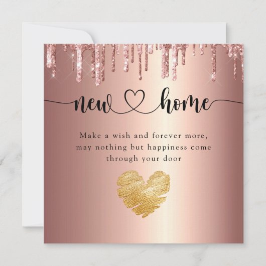 エレガントグリッタードリップスニューホーム引っ越し祝いパーティーカード サンキューカード (正面)