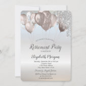 エレガントグリッタードリップバルーン銀退職 招待状 (正面)