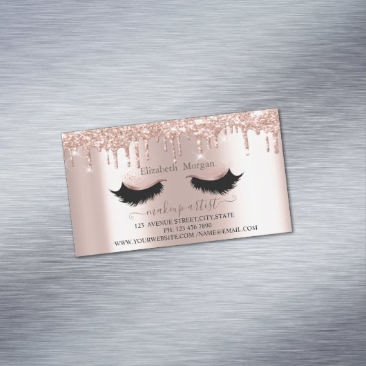 エレガントグリッタードリップフェイクラッシュ、メイクアップアーティスト マグネット名刺 (インサイチュ)