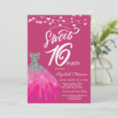 エレガントグリッタードレスストリングライトスウィート16 招待状 (スタンド正面)