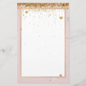 エレガントグリッターピンクの金ゴールドひな形5.5インチx 8.5インチ 便箋 (裏面)