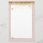 エレガントグリッターピンクの金ゴールドひな形5.5インチx 8.5インチ 便箋 (正面)