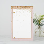 エレガントグリッターピンクの金ゴールドひな形5.5インチx 8.5インチ 便箋 (スタンド正面)