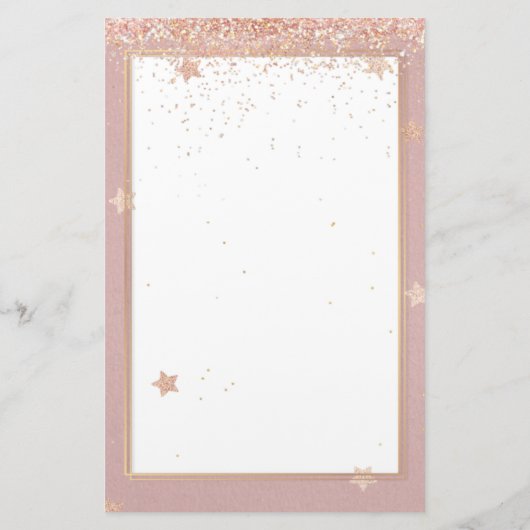 エレガントグリッターピンクの金ゴールドひな形5.5インチx 8.5インチ 便箋 (裏面)