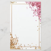 エレガントグリッターピンクの金ゴールドひな形5.5インチx 8.5インチ 便箋 (裏面)