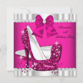 エレガントグリッターピンクホワイトグラマハイヒール 招待状 (正面)