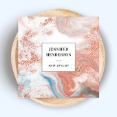 エレガントグリッターピンクローズ金ゴールド&ブラックタイポグラフィ スクエア名刺