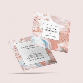 エレガントグリッターピンクローズ金ゴールド&ブラックタイポグラフィ スクエア名刺