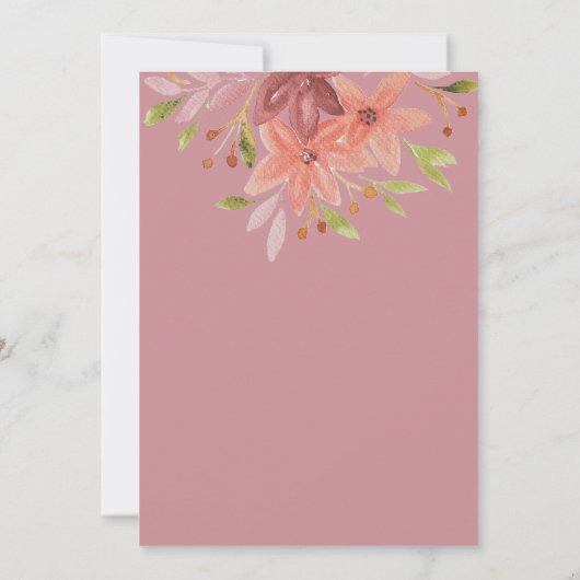 エレガントグリッターピンク書道フローラ 招待状 (裏面)