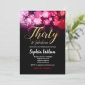 エレガントグリッターピンク赤の誕生日の招待状 招待状 (スタンド正面)