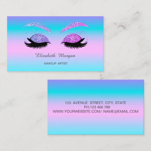 エレガントグリッターフェイクがホログラフィグラデーションー 名刺 (正面/裏面)