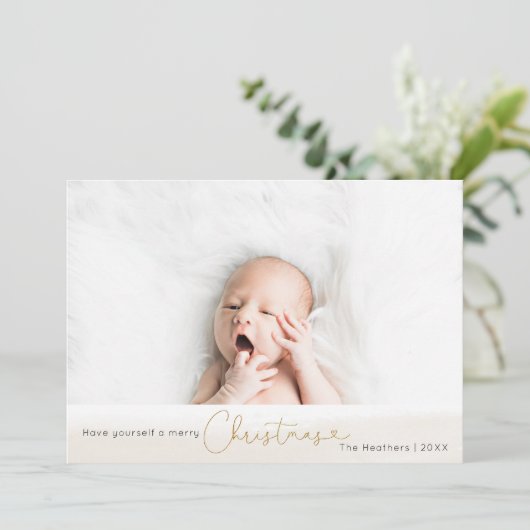エレガントグリッターフェイククリスマスの休日の写真カード 招待状 (スタンド正面)