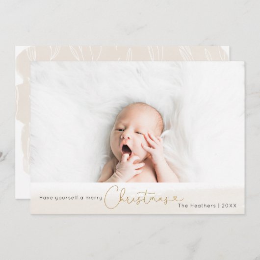エレガントグリッターフェイククリスマスの休日の写真カード 招待状 (正面/裏面)