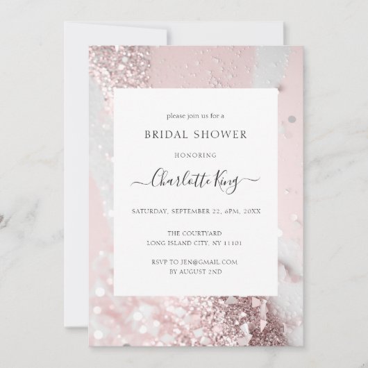 エレガントグリッターブライダルシャワー 招待状 (正面)