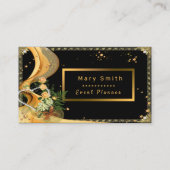 エレガントグリッターブラック金ゴールドバラテキストの追加 名刺 (正面)