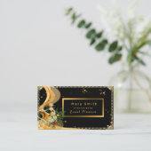 エレガントグリッターブラック金ゴールドバラテキストの追加 名刺 (スタンド正面)