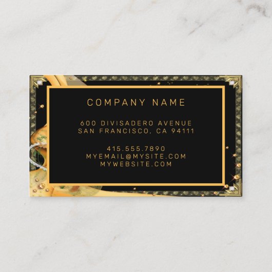 エレガントグリッターブラック金ゴールドバラテキストの追加 名刺 (裏面)