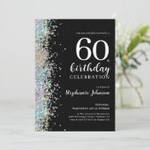 エレガントグリッターブラック60thバースデーパーティー 招待状 (スタンド正面)
