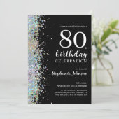 エレガントグリッターブラック80thバースデーパーティー 招待状 (スタンド正面)