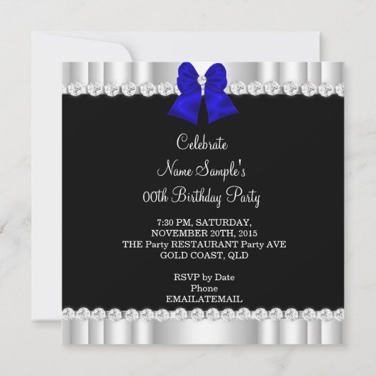 エレガントグリッターブ王室のルーグラマーハイヒール 招待状 (裏面)