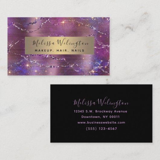 エレガントグリッターホイルフェイクラベンダーガーリー 名刺 (正面/裏面)