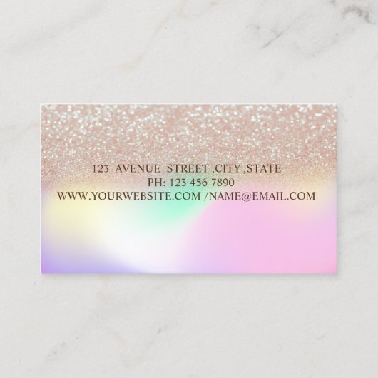 エレガントグリッターホログラフィグラデーションックフレーム 名刺 (裏面)