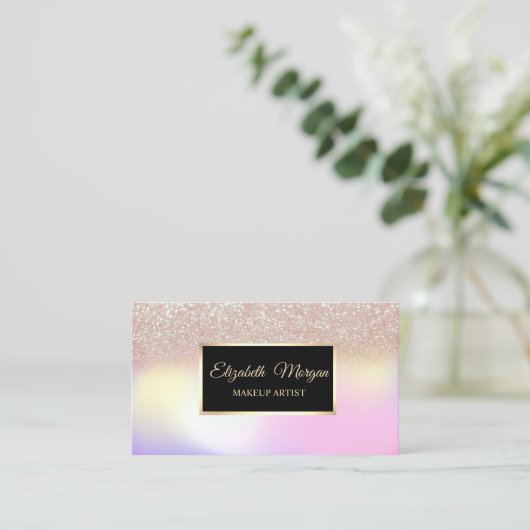 エレガントグリッターホログラフィグラデーションックフレーム 名刺 (スタンド正面)