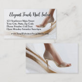 エレガントグリッターポンプペディキュアマニキュアネイルサロン 名刺 (正面/裏面)